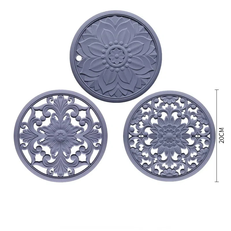 Conjunto de Descanso de Mesa em Silicone - 3 Peças para Cozinha e Mesa de Jantar