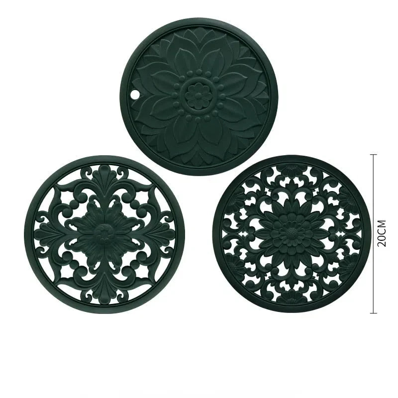 Conjunto de Descanso de Mesa em Silicone - 3 Peças para Cozinha e Mesa de Jantar