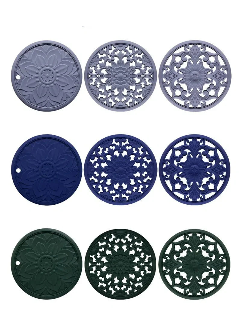 Conjunto de Descanso de Mesa em Silicone - 3 Peças para Cozinha e Mesa de Jantar
