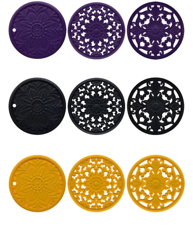 Conjunto de Descanso de Mesa em Silicone - 3 Peças para Cozinha e Mesa de Jantar
