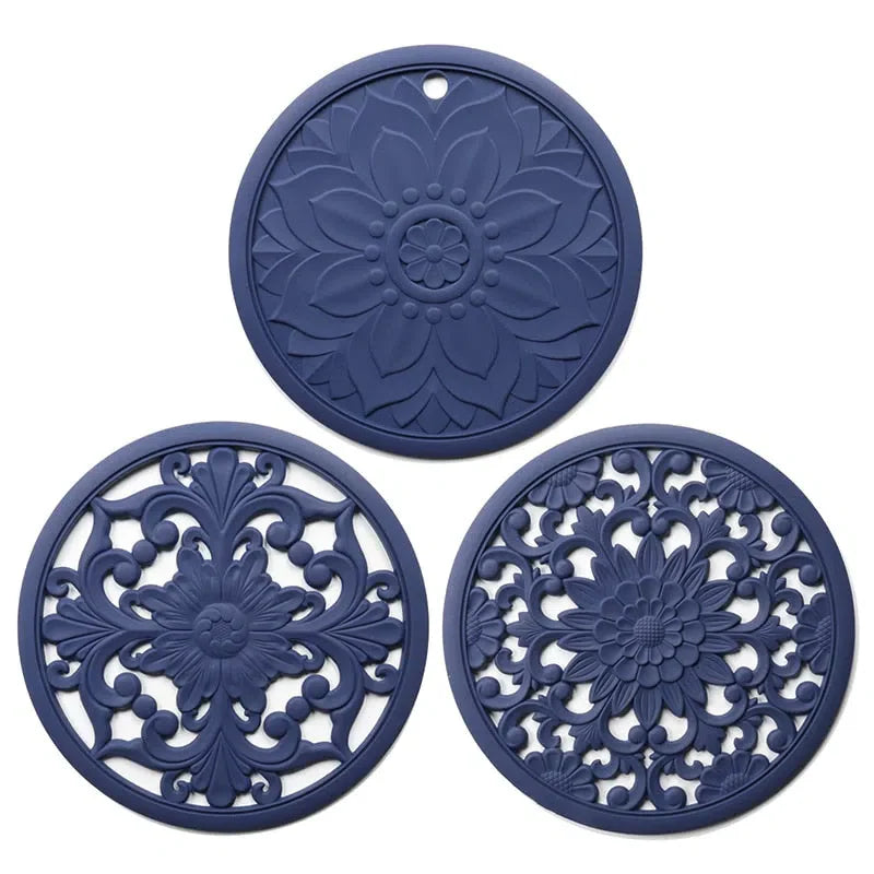 Conjunto de Descanso de Mesa em Silicone - 3 Peças para Cozinha e Mesa de Jantar