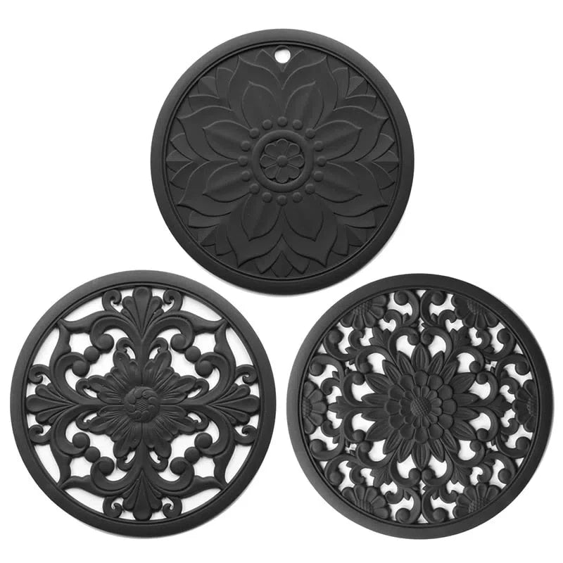Conjunto de Descanso de Mesa em Silicone - 3 Peças para Cozinha e Mesa de Jantar