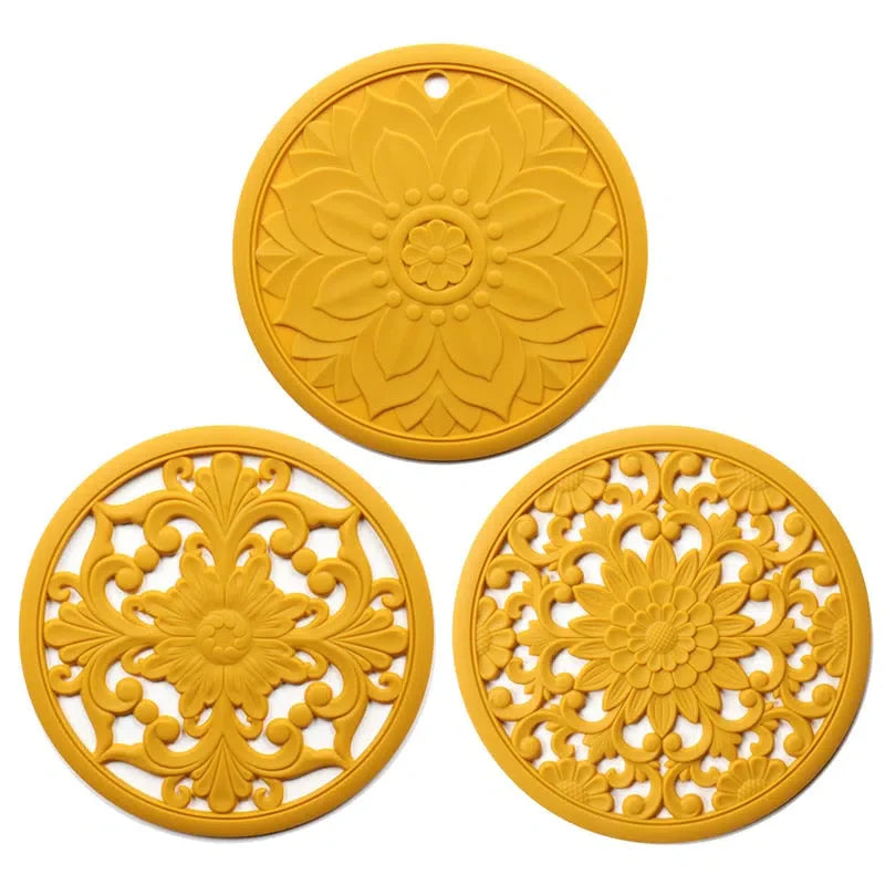 Conjunto de Descanso de Mesa em Silicone - 3 Peças para Cozinha e Mesa de Jantar