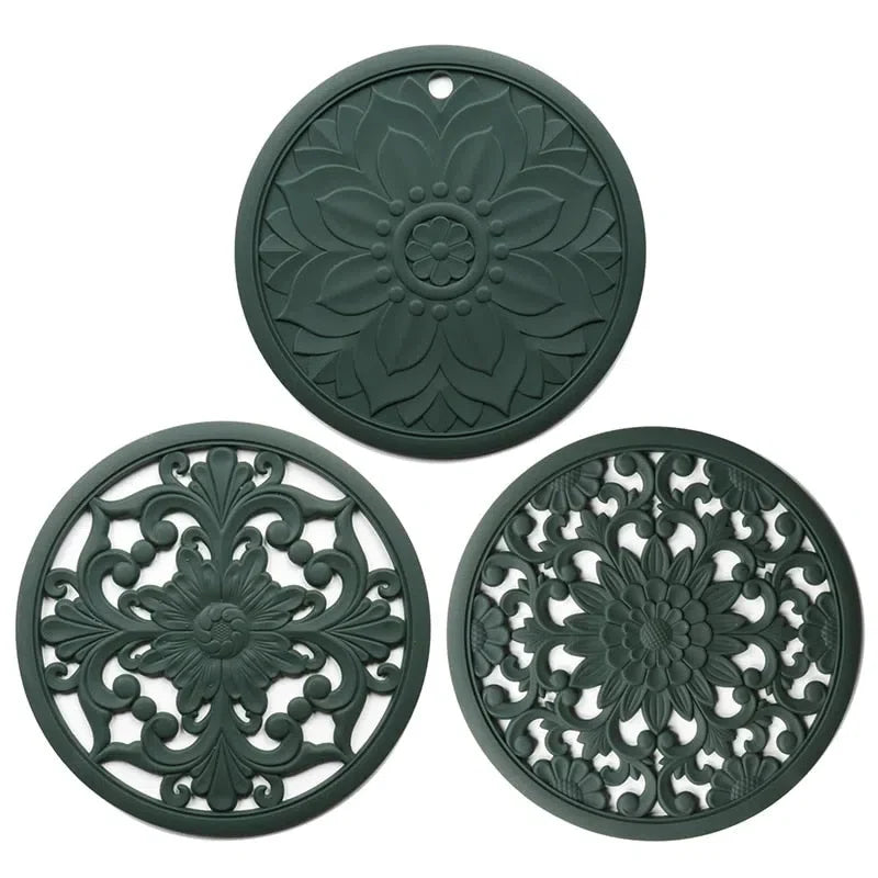Conjunto de Descanso de Mesa em Silicone - 3 Peças para Cozinha e Mesa de Jantar