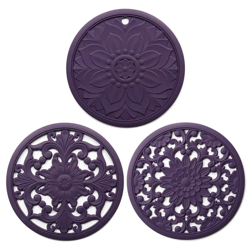 Conjunto de Descanso de Mesa em Silicone - 3 Peças para Cozinha e Mesa de Jantar