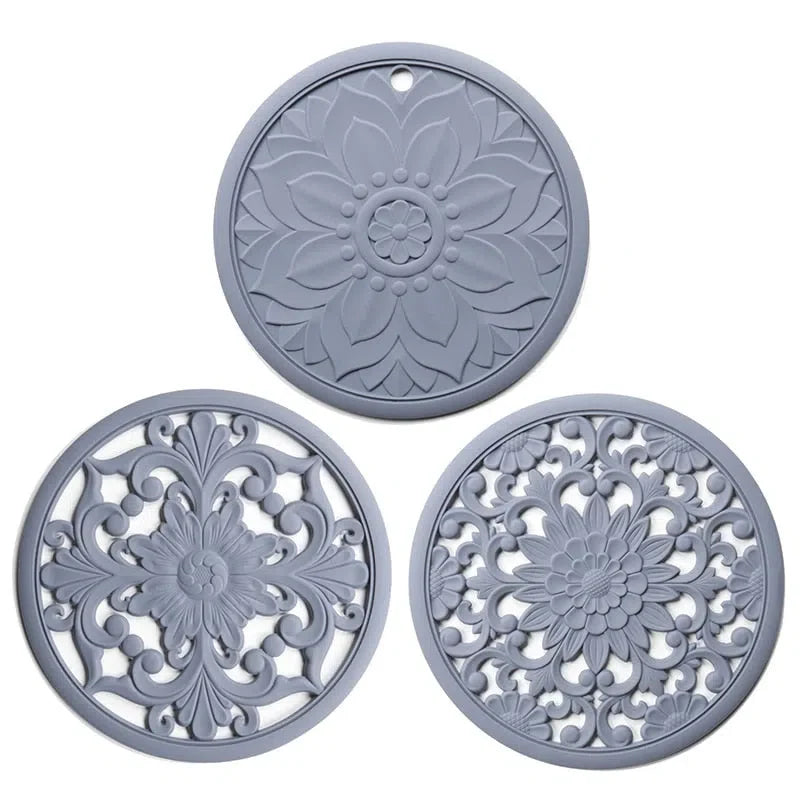 Conjunto de Descanso de Mesa em Silicone - 3 Peças para Cozinha e Mesa de Jantar