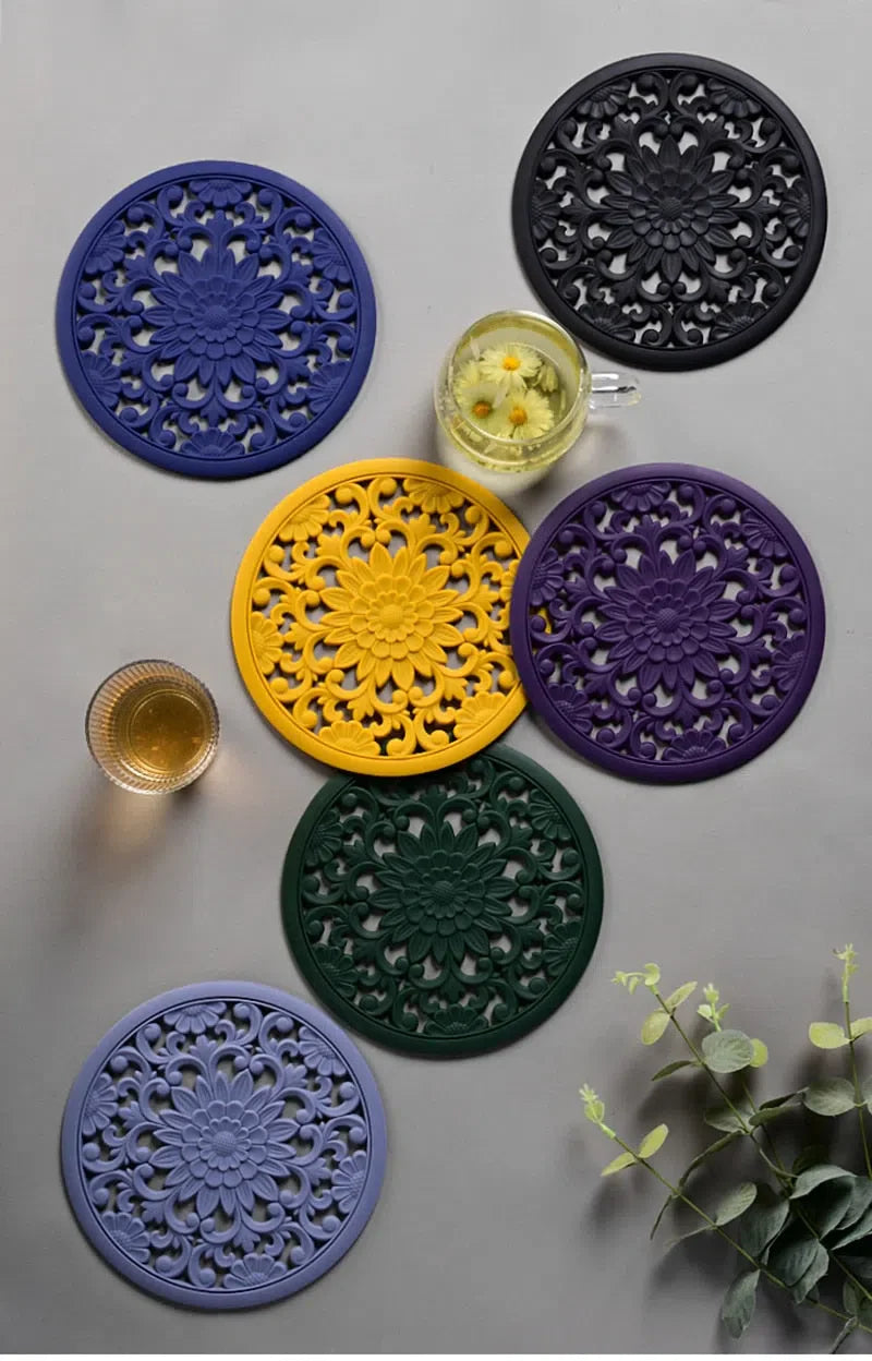 Conjunto de Descanso de Mesa em Silicone - 3 Peças para Cozinha e Mesa de Jantar