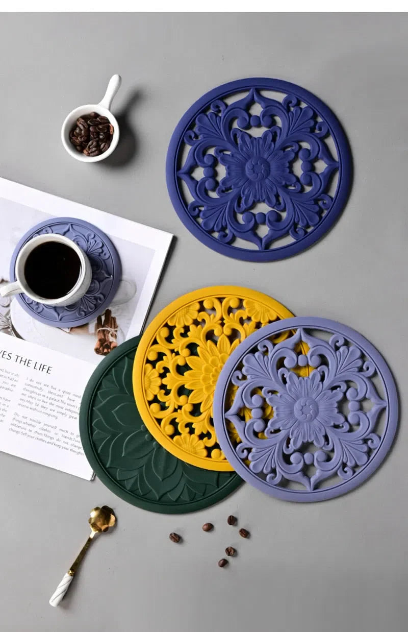 Conjunto de Descanso de Mesa em Silicone - 3 Peças para Cozinha e Mesa de Jantar