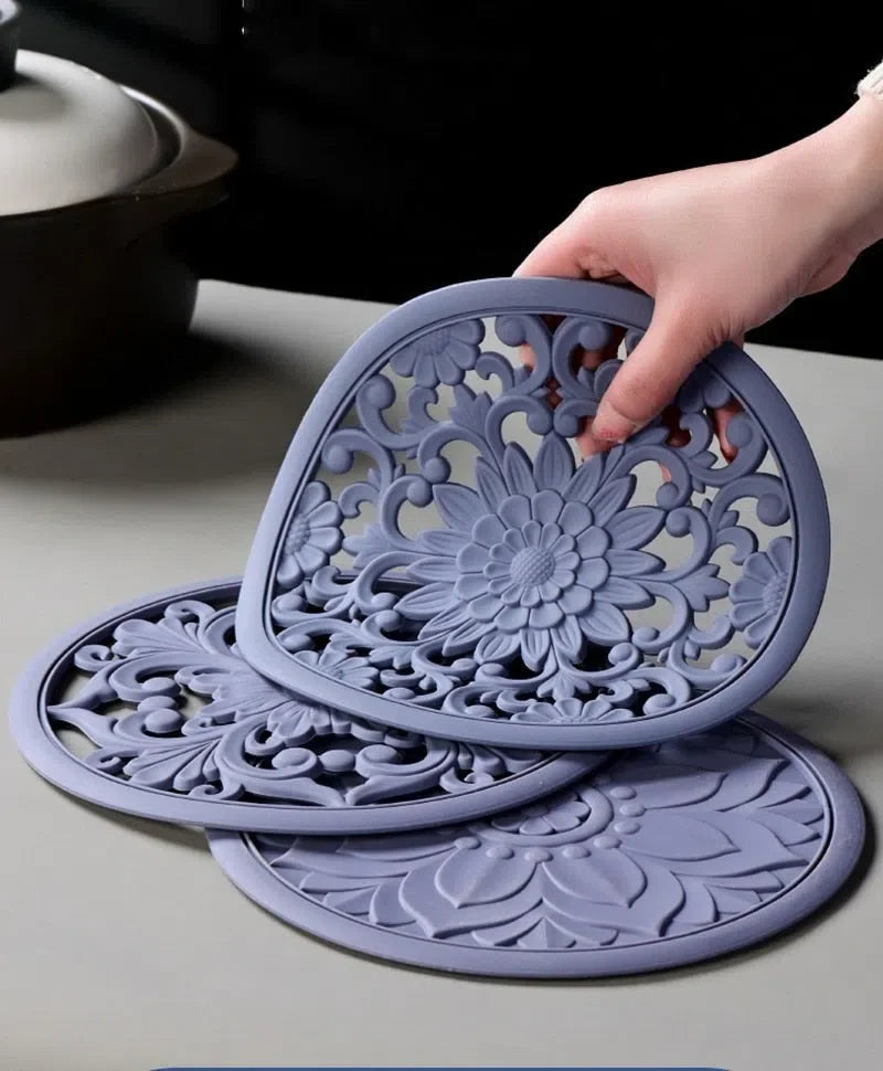 Conjunto de Descanso de Mesa em Silicone - 3 Peças para Cozinha e Mesa de Jantar