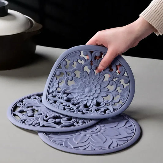 Conjunto de Descanso de Mesa em Silicone - 3 Peças para Cozinha e Mesa de Jantar