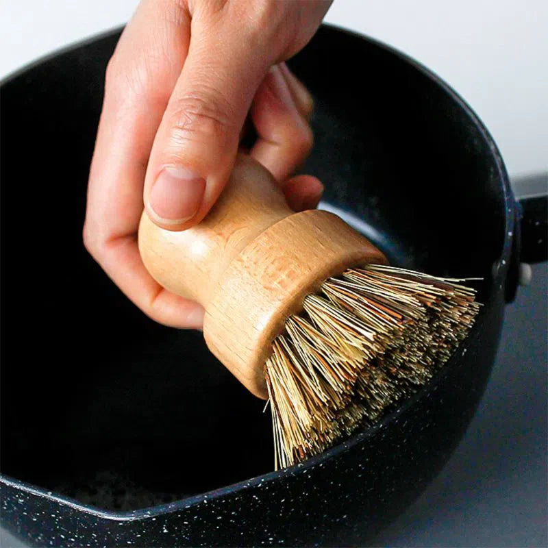 Conjunto de Escovas de Bambu para Limpeza de Cozinha - 4 Peças Ecológicas