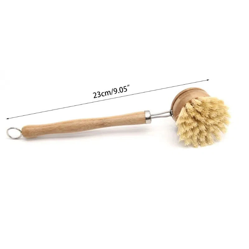 Conjunto de Escovas de Bambu para Limpeza de Cozinha - 4 Peças Ecológicas