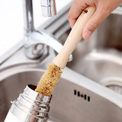 Conjunto de Escovas de Bambu para Limpeza de Cozinha - 4 Peças Ecológicas