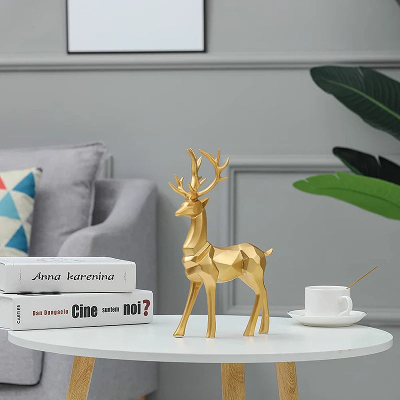Conjunto de Estatuetas Decorativas de Esculturas de Renas - 2 Peças