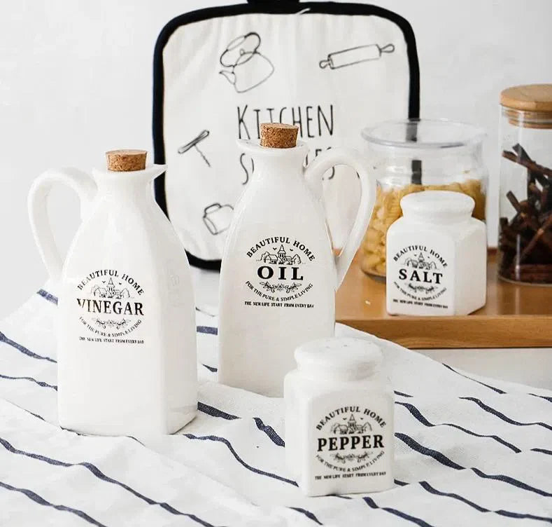 Conjunto de Galheteiros de Cerâmica para Temperos - Ideal para Mesa e Cozinha
