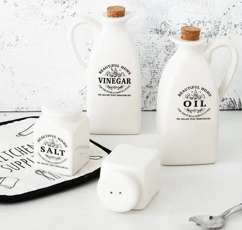 Conjunto de Galheteiros de Cerâmica para Temperos - Ideal para Mesa e Cozinha