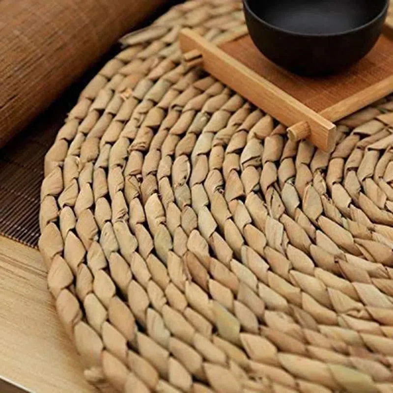 Conjunto de Jogos Americanos em Palha Rattan - 4 Peças para Mesa