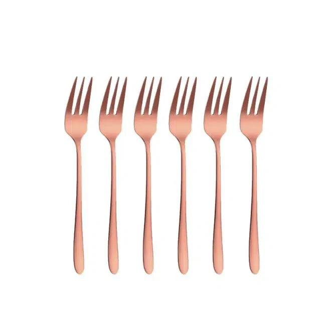 Conjunto de Mini Garfos de Sobremesa em Aço Inox - 6 Peças