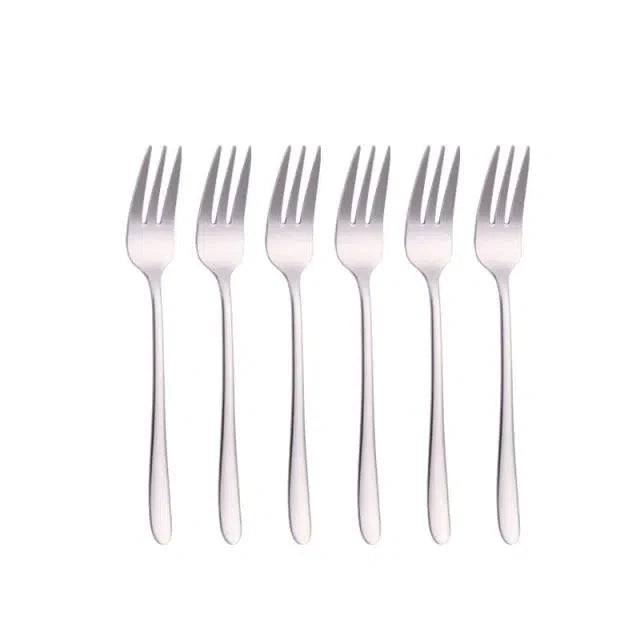 Conjunto de Mini Garfos de Sobremesa em Aço Inox - 6 Peças