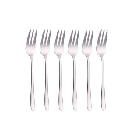 Conjunto de Mini Garfos de Sobremesa em Aço Inox - 6 Peças