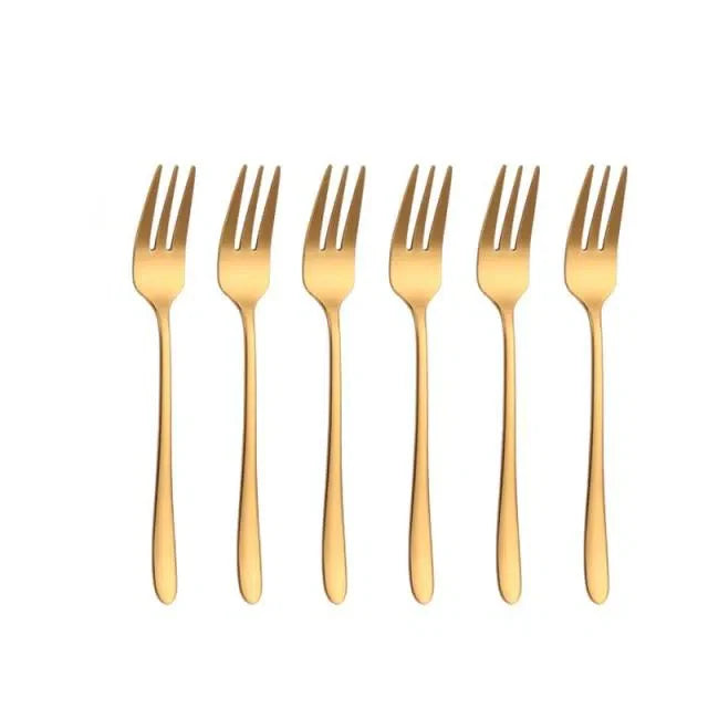Conjunto de Mini Garfos de Sobremesa em Aço Inox - 6 Peças