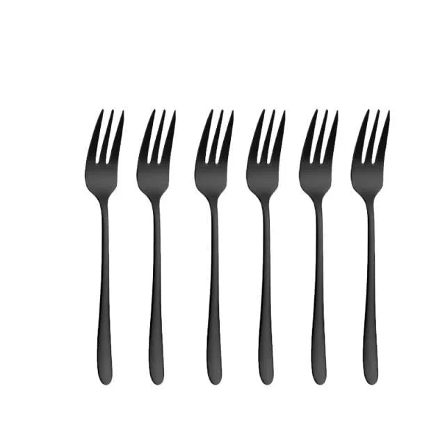 Conjunto de Mini Garfos de Sobremesa em Aço Inox - 6 Peças