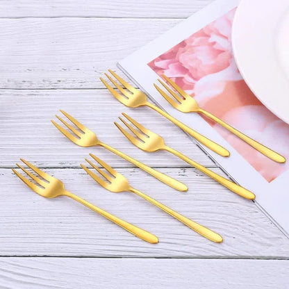 Conjunto de Mini Garfos de Sobremesa em Aço Inox - 6 Peças