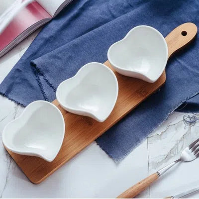 Conjunto de Petisqueiras de Porcelana com Mini Tábua de Bambu - Ideal para Servir Aperitivos