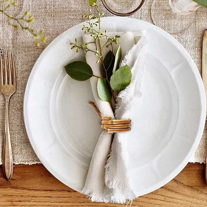 Conjunto de Porta Guardanapo de Bambu Natural - 4 Peças para Mesa