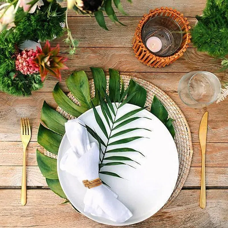 Conjunto de Porta Guardanapo de Bambu Natural - 4 Peças para Mesa