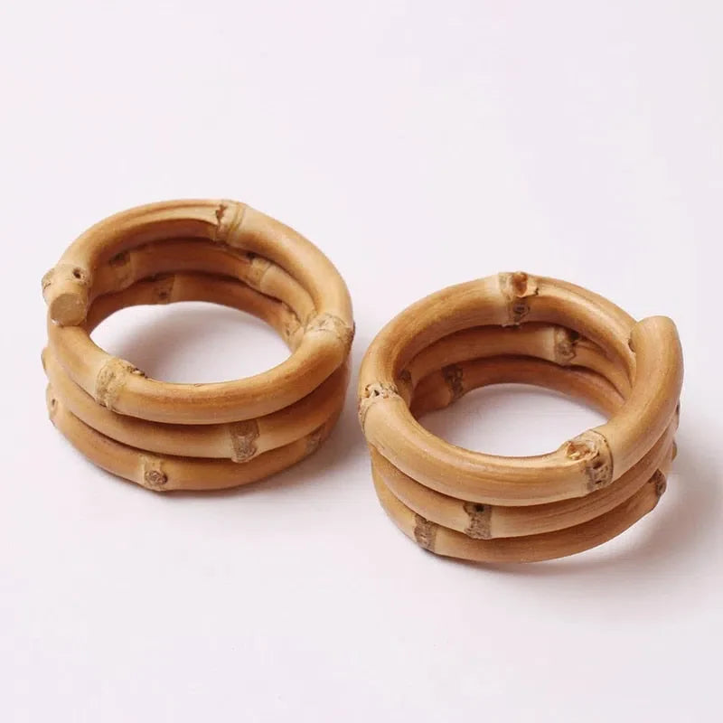 Conjunto de Porta Guardanapo de Bambu Natural - 4 Peças para Mesa