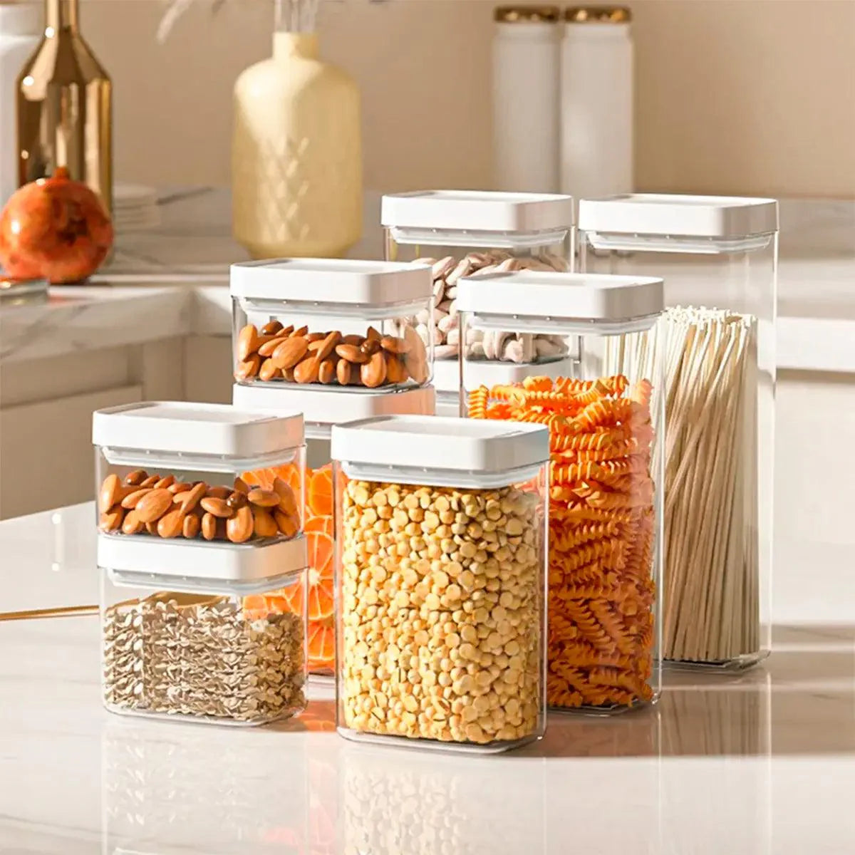 Conjunto de Potes Herméticos 4 Peças para Armazenamento de Alimentos