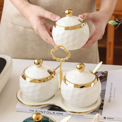 Conjunto de Potes de Cerâmica com Açucareiro e Saleiro - Kit de Utensílios de Cozinha