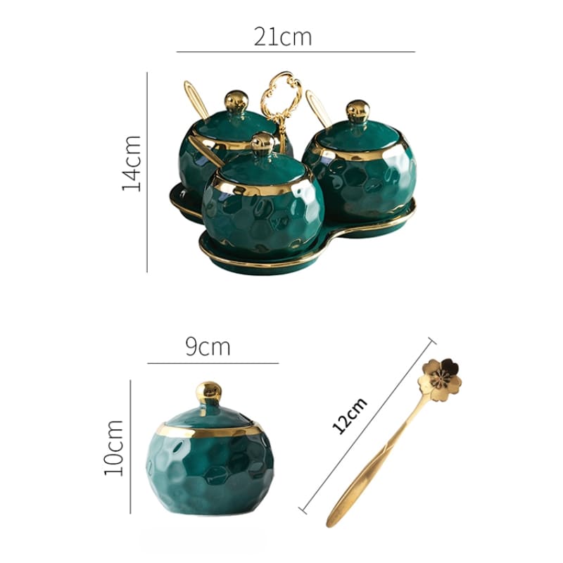 Conjunto de Potes de Cerâmica com Açucareiro e Saleiro - Kit de Utensílios de Cozinha