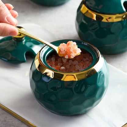 Conjunto de Potes de Cerâmica com Açucareiro e Saleiro - Kit de Utensílios de Cozinha
