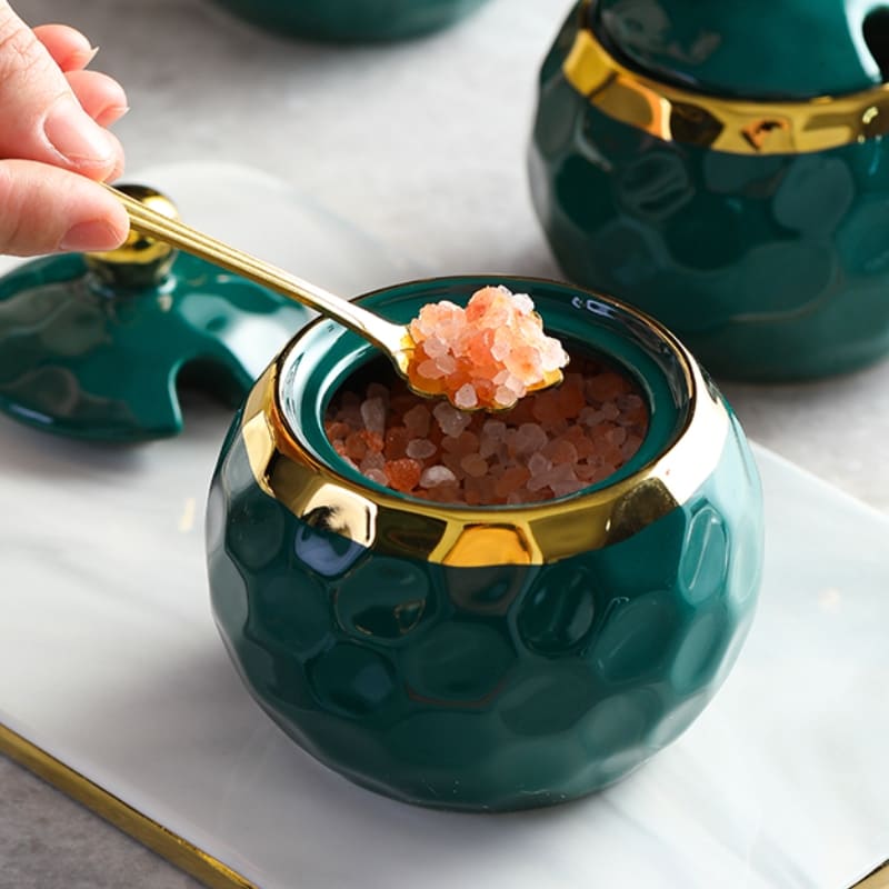 Conjunto de Potes de Cerâmica com Açucareiro e Saleiro - Kit de Utensílios de Cozinha