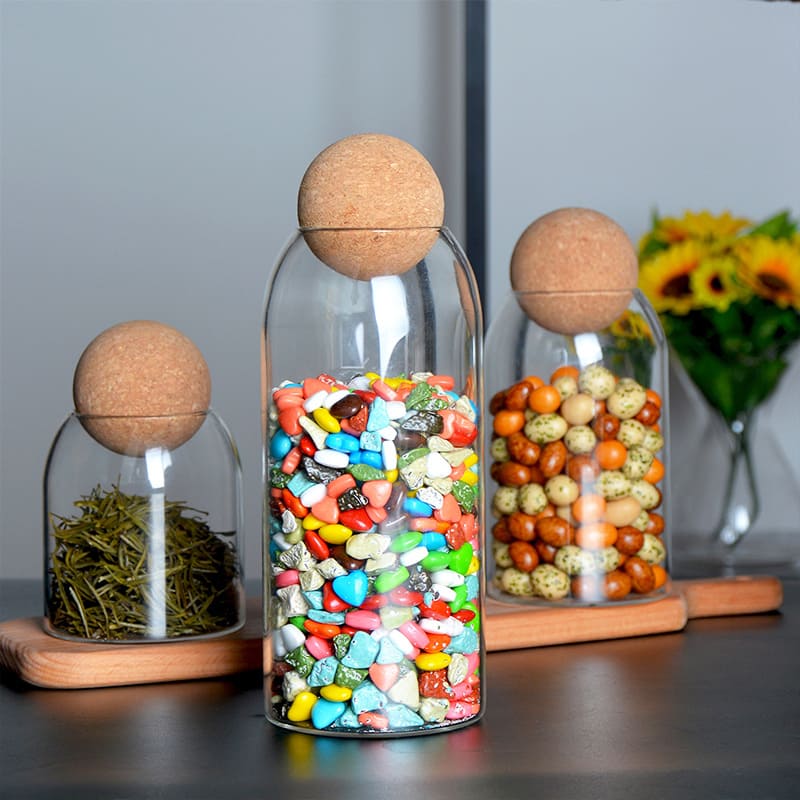 Conjunto de Potes de Vidro Borossilicato com Tampa de Cortiça - Armazenamento Prático e Elegante