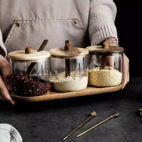 Conjunto de Potes de Vidro com Tampa Hermética – Armazenamento Prático e Elegante