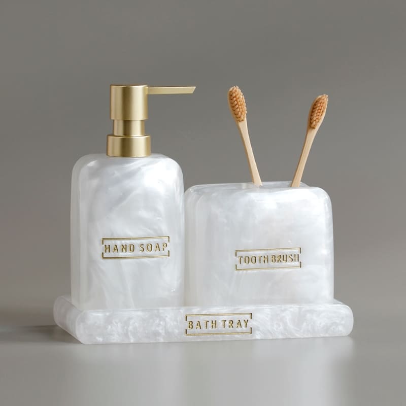 Conjunto de Saboneteira e Acessórios para Banheiro - Kit Lavabo 3 Peças