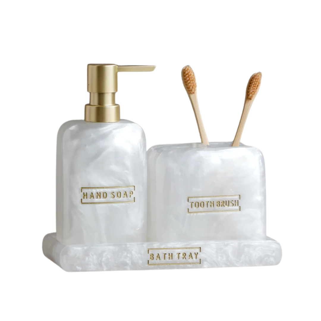 Conjunto de Saboneteira e Acessórios para Banheiro - Kit Lavabo 3 Peças