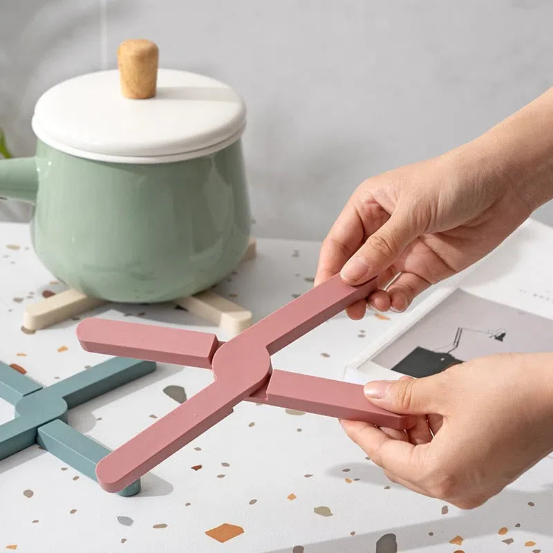 Conjunto de Suportes de Panela em Silicone Dobrável - 4 Unidades