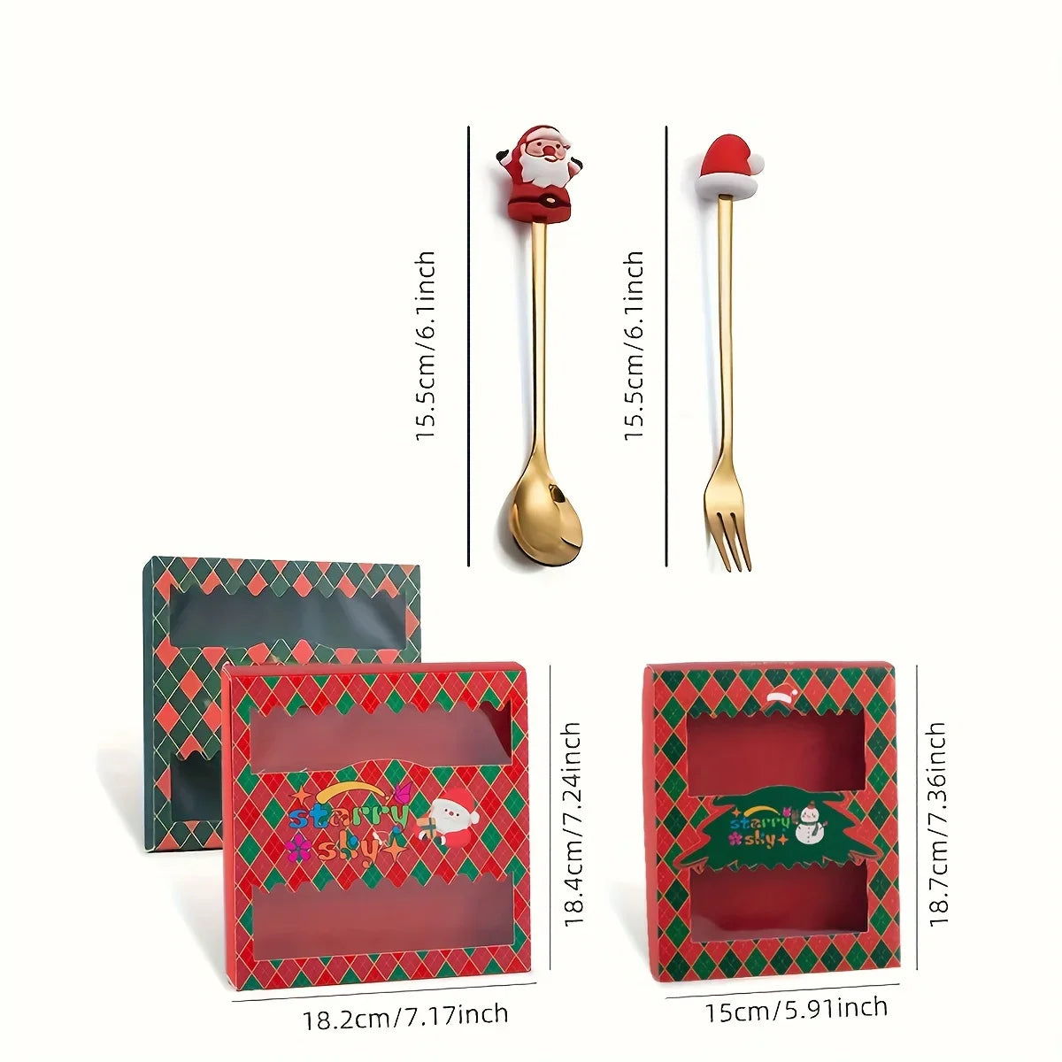 Conjunto de Talheres Dourados em Aço Inoxidável para Festas de Natal