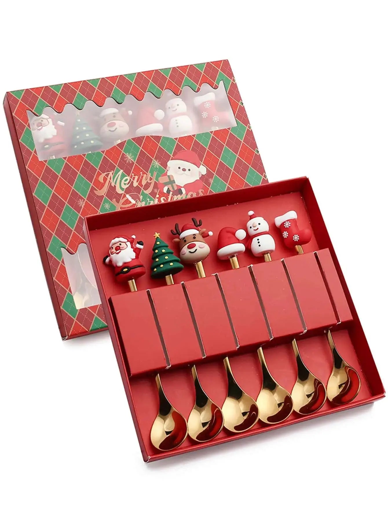 Conjunto de Talheres Dourados em Aço Inoxidável para Festas de Natal