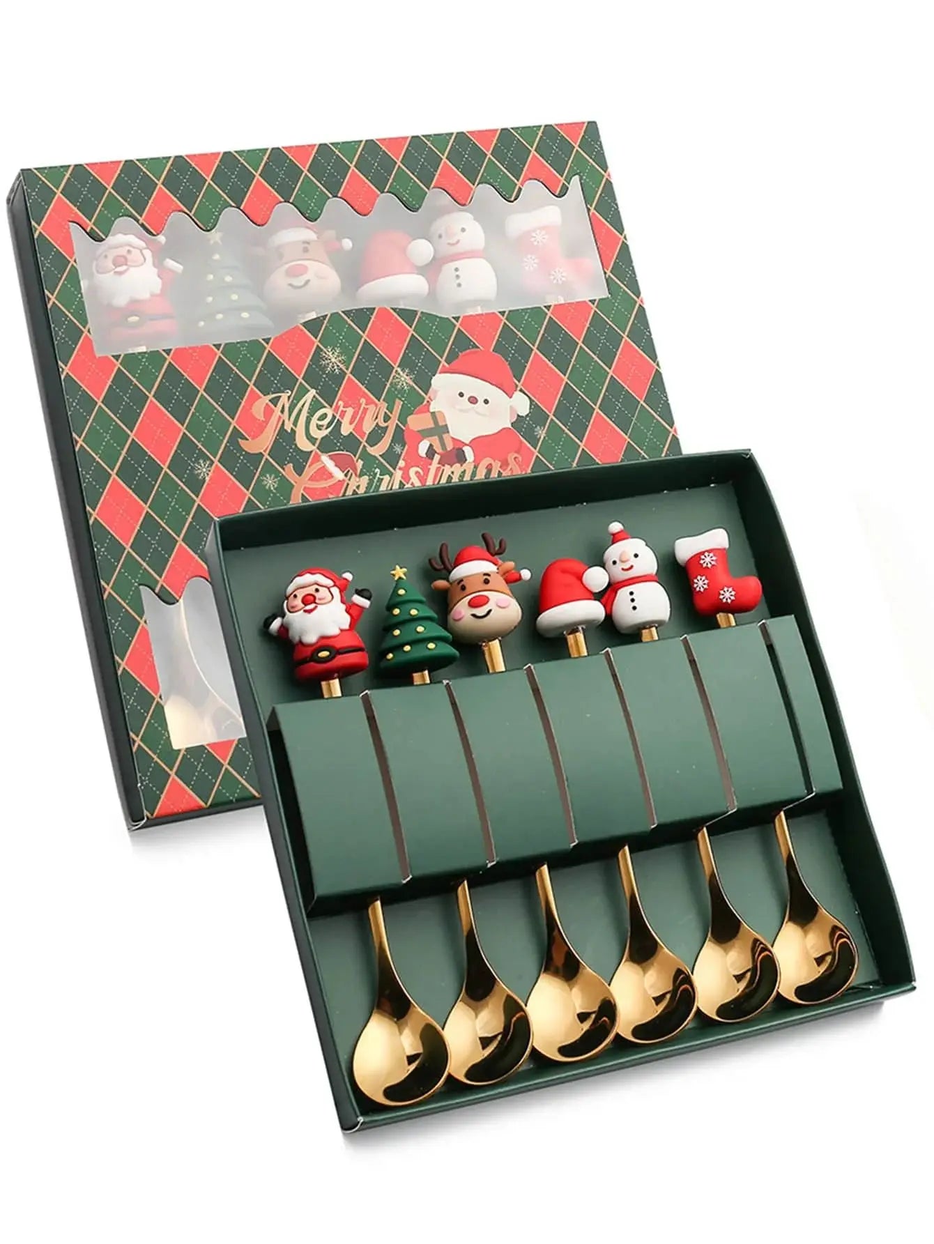 Conjunto de Talheres Dourados em Aço Inoxidável para Festas de Natal