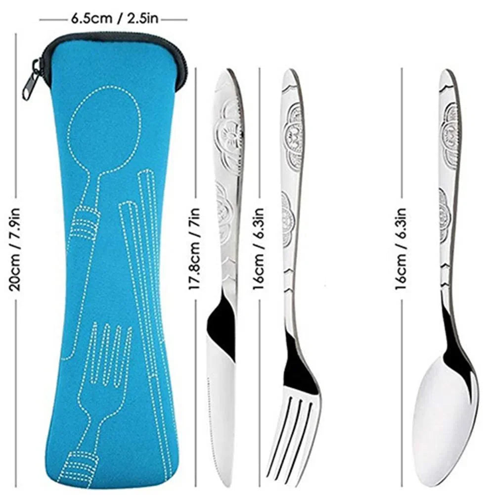 Conjunto de Talheres Portátil com 4 Peças para Viagem