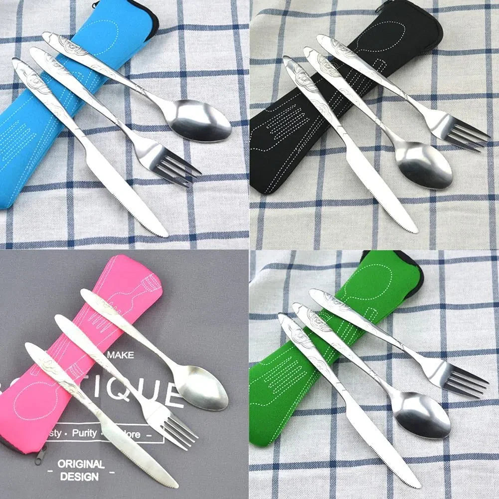 Conjunto de Talheres Portátil com 4 Peças para Viagem