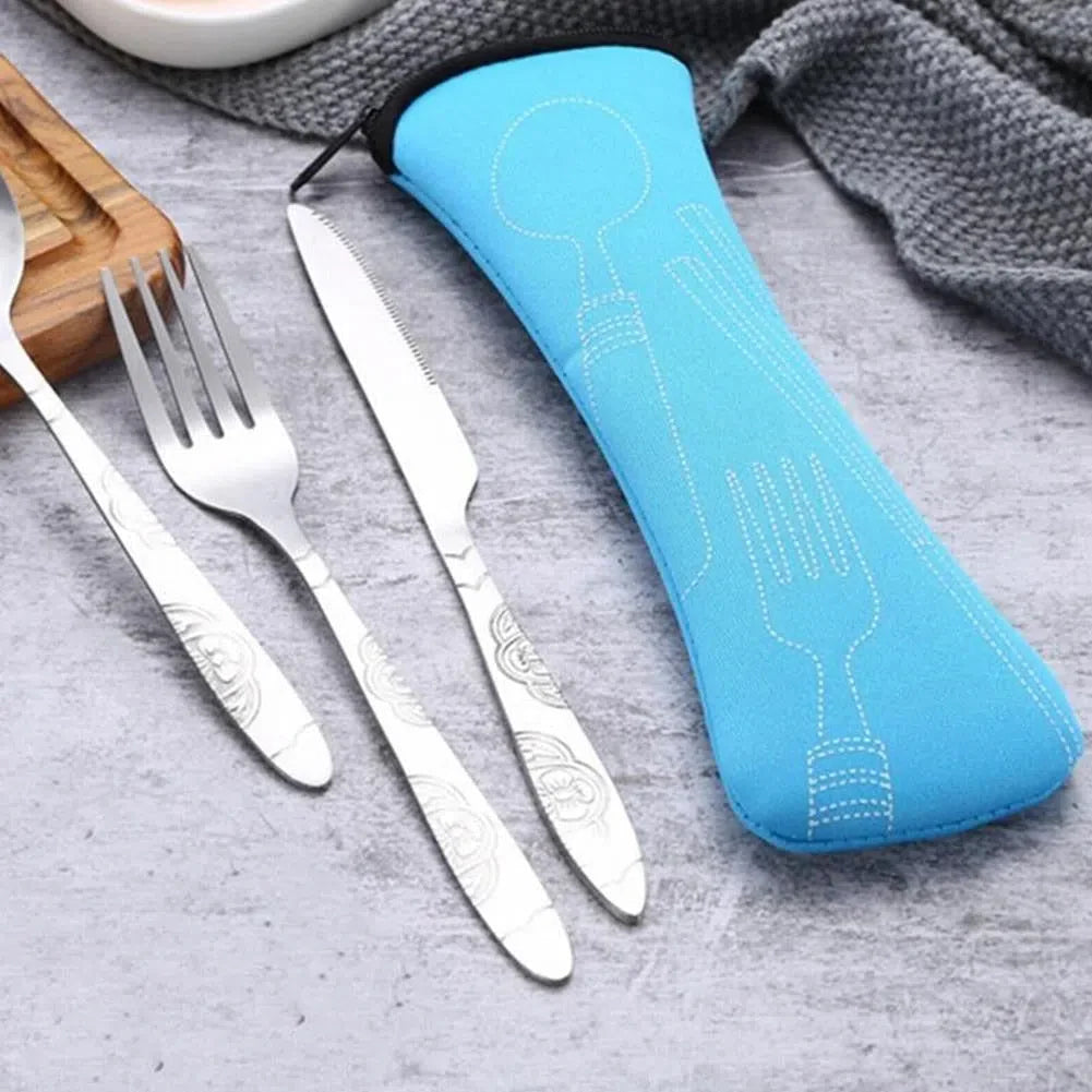 Conjunto de Talheres Portátil com 4 Peças para Viagem