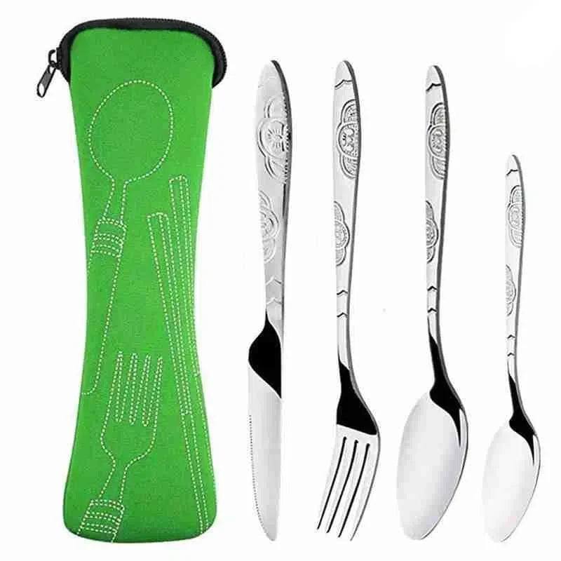 Conjunto de Talheres Portátil com 4 Peças para Viagem