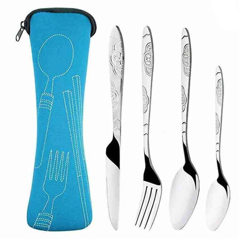 Conjunto de Talheres Portátil com 4 Peças para Viagem