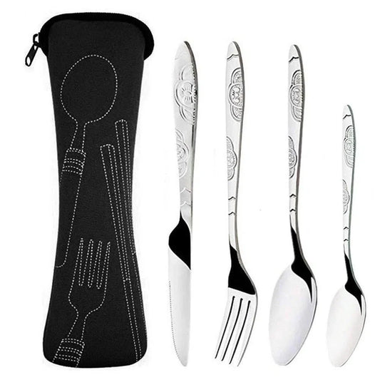Conjunto de Talheres Portátil com 4 Peças para Viagem